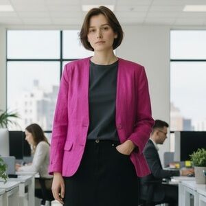 Jones New York 16W Pink Jacquard Blazer